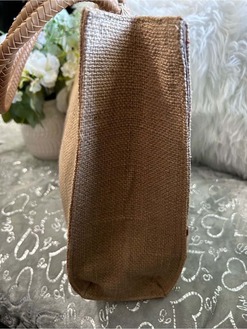 NWT Sol & Mer Embroidered Parrot Tote – Natural with Navy & Green - Picture 5 of 8